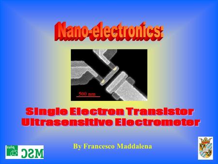 By Francesco Maddalena 500 nm. 1. Introduction To uphold Moore’s Law in the future a new generation of devices that fully operate in the “quantum realm”
