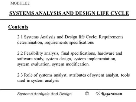 SYSTEMS ANALYSIS AND DESIGN LIFE CYCLE