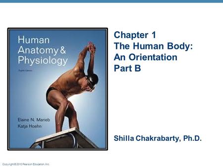 Copyright © 2010 Pearson Education, Inc. Chapter 1 The Human Body: An Orientation Part B Shilla Chakrabarty, Ph.D.