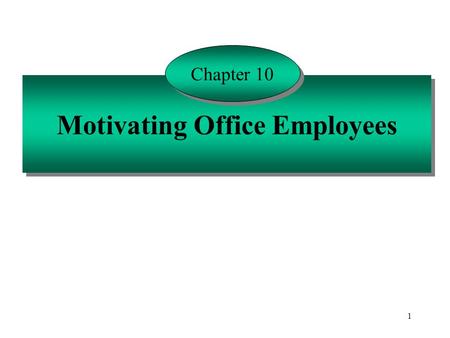 1 Motivating Office Employees Chapter 10. 2 Motivation is Affected by a Number of Basic Human Traits Ability Aptitude Perceptions Self-confidence Values.