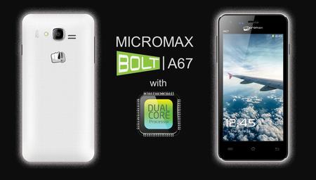 A67 | MICROMAX with. Android Version Android 4.0.3 Form Factor Full touch Network ModeGSM900/DCS1800, EDGE Processor1GHz Cortex A5 Dual-core.