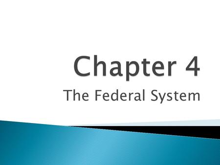 The Federal System. National and State Powers  The federal system divides government powers between national and state governments.  U.S. federalism.