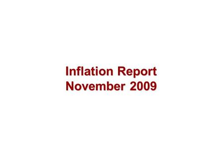 Inflation Report November 2009. Output and supply.
