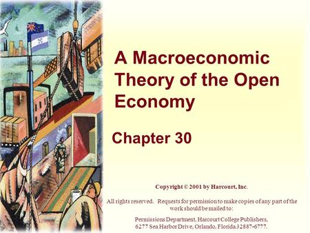 A Macroeconomic Theory of the Open Economy Chapter 30 Copyright © 2001 by Harcourt, Inc. All rights reserved. Requests for permission to make copies of.