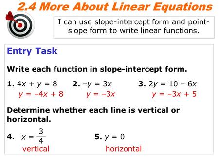 2.4 More About Linear Equations