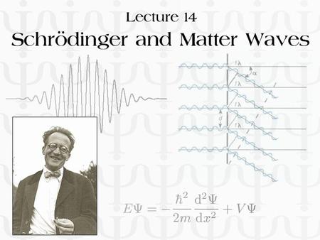 Lecture 14: Schrödinger and Matter Waves. Particle-like Behaviour of Light n Planck’s explanation of blackbody radiation n Einstein’s explanation of photoelectric.