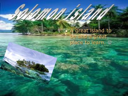 A great island to be and a great place to learn. A great island to be and a great place to learn.