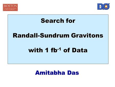 Search for Randall-Sundrum Gravitons with 1 fb -1 of Data Amitabha Das.