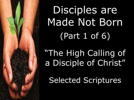 Disciples are Made Not Born (Part 1 of 6) Selected Scriptures “The High Calling of a Disciple of Christ”