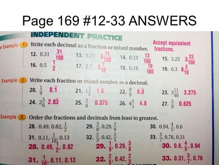 Page 169 #12-33 ANSWERS.