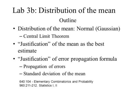 Lab 3b: Distribution of the mean