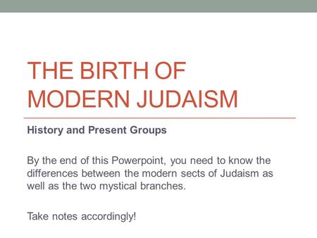 The Birth of Modern Judaism