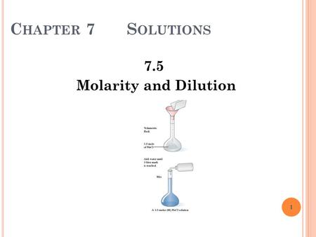 C HAPTER 7 S OLUTIONS 7.5 Molarity and Dilution 1.