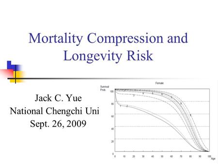 1 Mortality Compression and Longevity Risk Jack C. Yue National Chengchi Univ. Sept. 26, 2009.