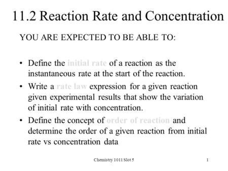 11.2 Reaction Rate and Concentration