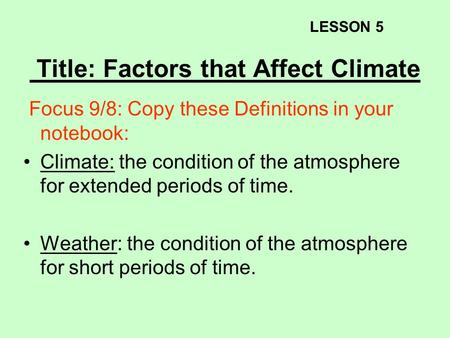 Title: Factors that Affect Climate