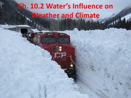 Ch. 10.2 Water’s Influence on Weather and Climate.