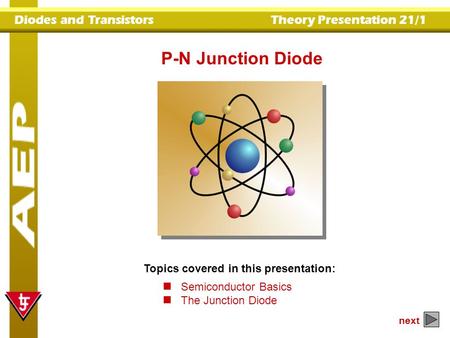 P-N Junction Diode Topics covered in this presentation: