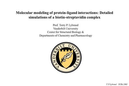 Molecular modeling of protein-ligand interactions: Detailed simulations of a biotin-streptavidin complex Prof. Terry P. Lybrand Vanderbilt University Center.