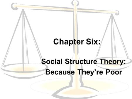Social Structure Theory: Because They’re Poor