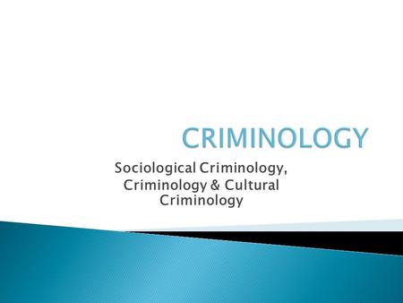 Sociological Criminology, Criminology & Cultural Criminology.