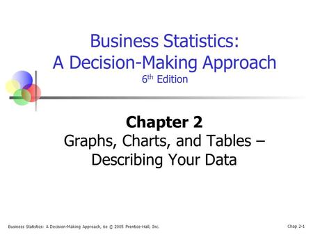 Business Statistics: A Decision-Making Approach, 6e © 2005 Prentice-Hall, Inc. Chap 2-1 Business Statistics: A Decision-Making Approach 6 th Edition Chapter.