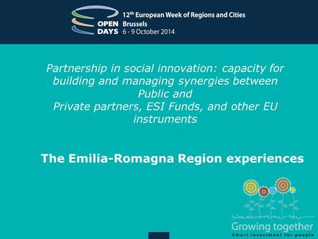 Partnership in social innovation: capacity for building and managing synergies between Public and Private partners, ESI Funds, and other EU instruments.