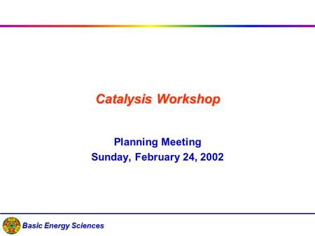 Basic Energy Sciences Catalysis Workshop Planning Meeting Sunday, February 24, 2002.