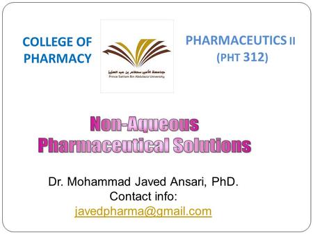 Dr. Mohammad Javed Ansari, PhD.