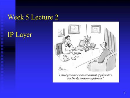 1 Week 5 Lecture 2 IP Layer. 2 Network layer functions transport packet from sending to receiving hosts transport packet from sending to receiving hosts.