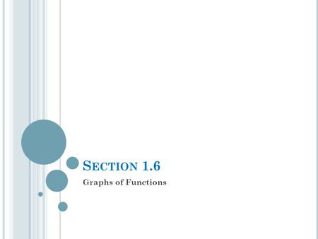S ECTION 1.6 Graphs of Functions. T HE F UNDAMENTAL G RAPHING P RINCIPLE FOR F UNCTIONS The graph of a function f is the set of points which satisfy the.