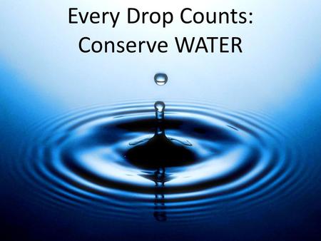 Every Drop Counts: Conserve WATER. Townes at Old Stone Crossing 2013-2014 Water Leak DID WE Find Source? YES.