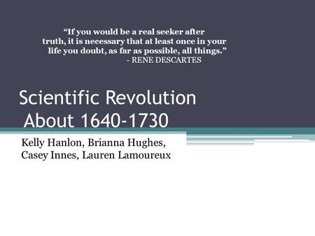 Scientific Revolution About