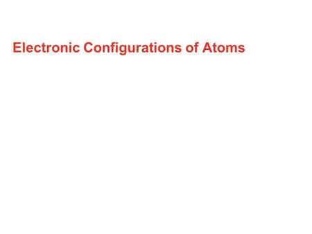 Electronic Configurations of Atoms