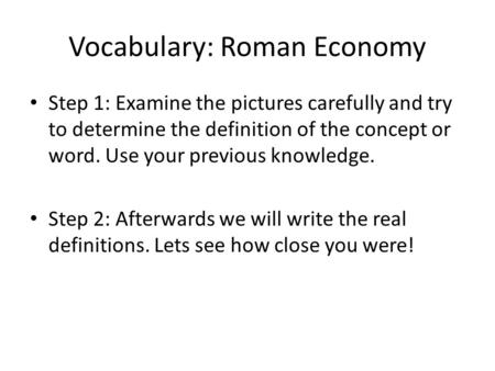 Vocabulary: Roman Economy