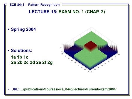 URL:.../publications/courses/ece_8443/lectures/current/exam/2004/ ECE 8443 – Pattern Recognition LECTURE 15: EXAM NO. 1 (CHAP. 2) Spring 2004 Solutions:
