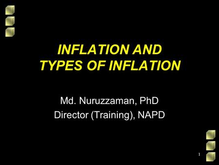 INFLATION AND TYPES OF INFLATION Md. Nuruzzaman, PhD Director (Training), NAPD 1.