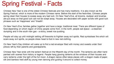 Spring Festival - Facts