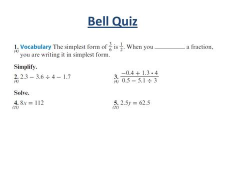 Bell Quiz. Objectives Solve rate and ratio problems.