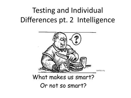Testing and Individual Differences pt. 2 Intelligence What makes us smart? Or not so smart? cantrip.org.