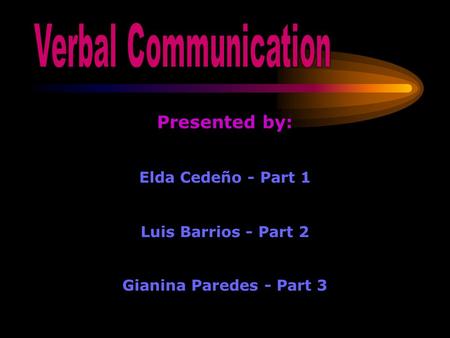 Presented by: Elda Cedeño - Part 1 Luis Barrios - Part 2 Gianina Paredes - Part 3.