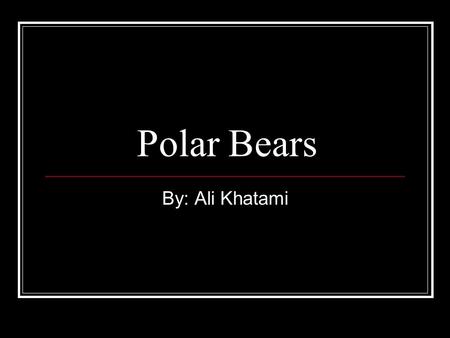 Polar Bears By: Ali Khatami. Introduction Polar bears are amazing animals because they survive on the coldest place on earth. The polar bear is the powerful.