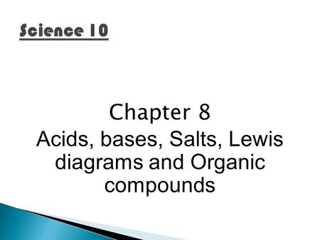 Chapter 8 Acids, bases, Salts, Lewis diagrams and Organic compounds.
