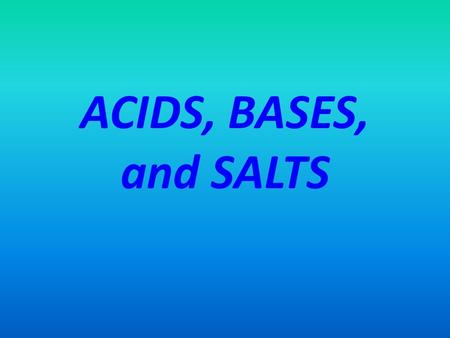 ACIDS, BASES, and SALTS. An acid is a(n) ________________ compound. Most molecular compounds, if they are soluble in water, dissolve differently from.