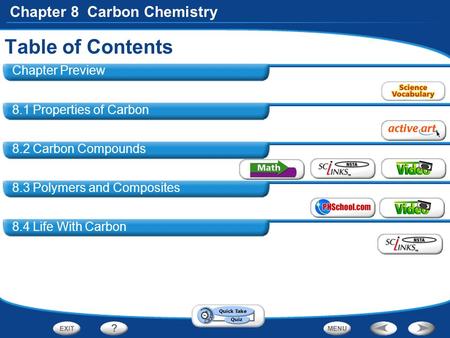 Table of Contents Chapter Preview 8.1 Properties of Carbon