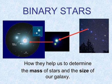 BINARY STARS How they help us to determine the mass of stars and the size of our galaxy.