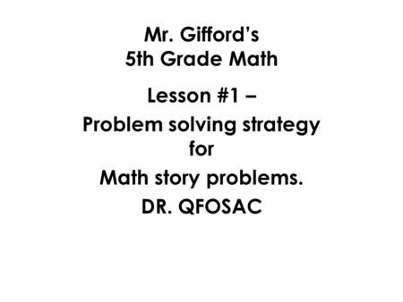 Mr. Gifford’s 5th Grade Math