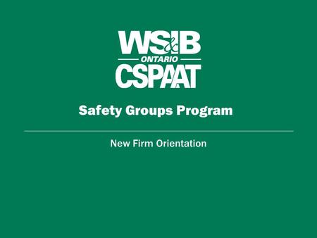 Safety Groups Program New Firm Orientation. Orientation Overview Rebate Formula 5-Step Management System Program Overview –Achievement List - Getting.