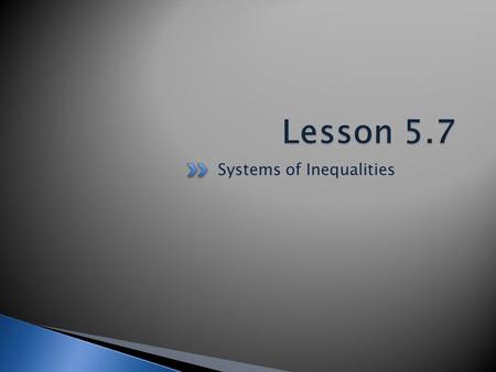 Systems of Inequalities.  You have learned that a solution to a system of two linear equations, if there is exactly one solution is the coordinates of.