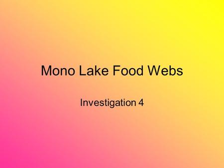 Mono Lake Food Webs Investigation 4.